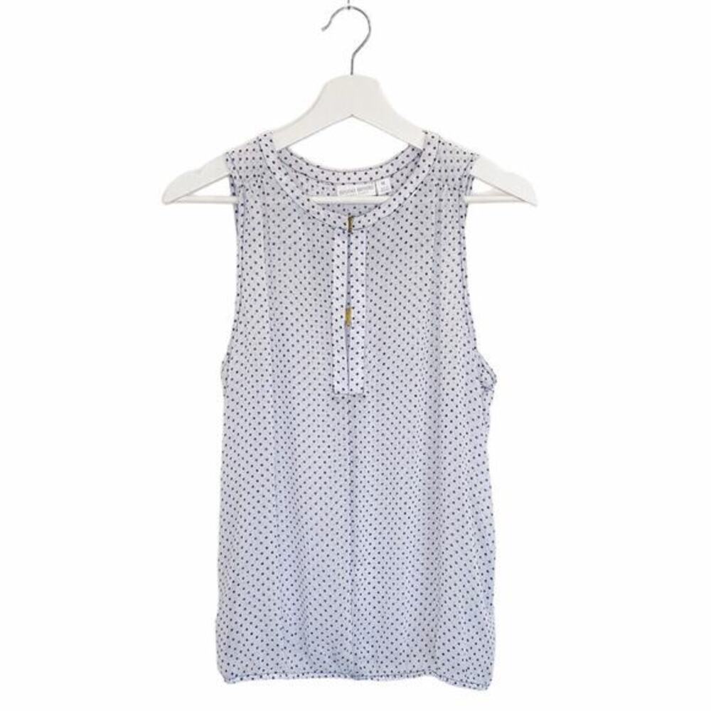 Bisou Bisou Shirt Womens Size M Polka Dot Black/White Sleeveless‎ Elastic Hem